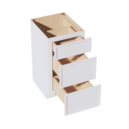 SF - VDB1821: Frost White Slim Shaker 18"W x 34 - 1/2"H x 21"D 3 Drawers Vanity Base Cabinets - NextCabinets