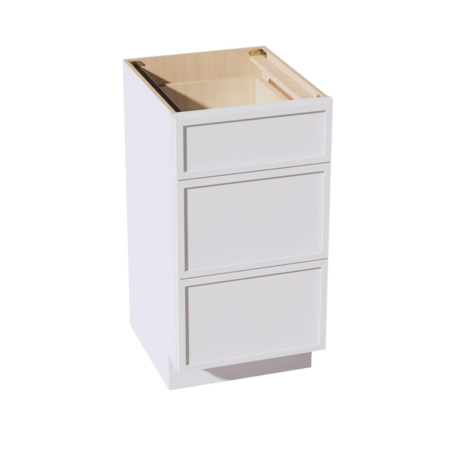 SF - VDB1821: Frost White Slim Shaker 18"W x 34 - 1/2"H x 21"D 3 Drawers Vanity Base Cabinets - NextCabinets