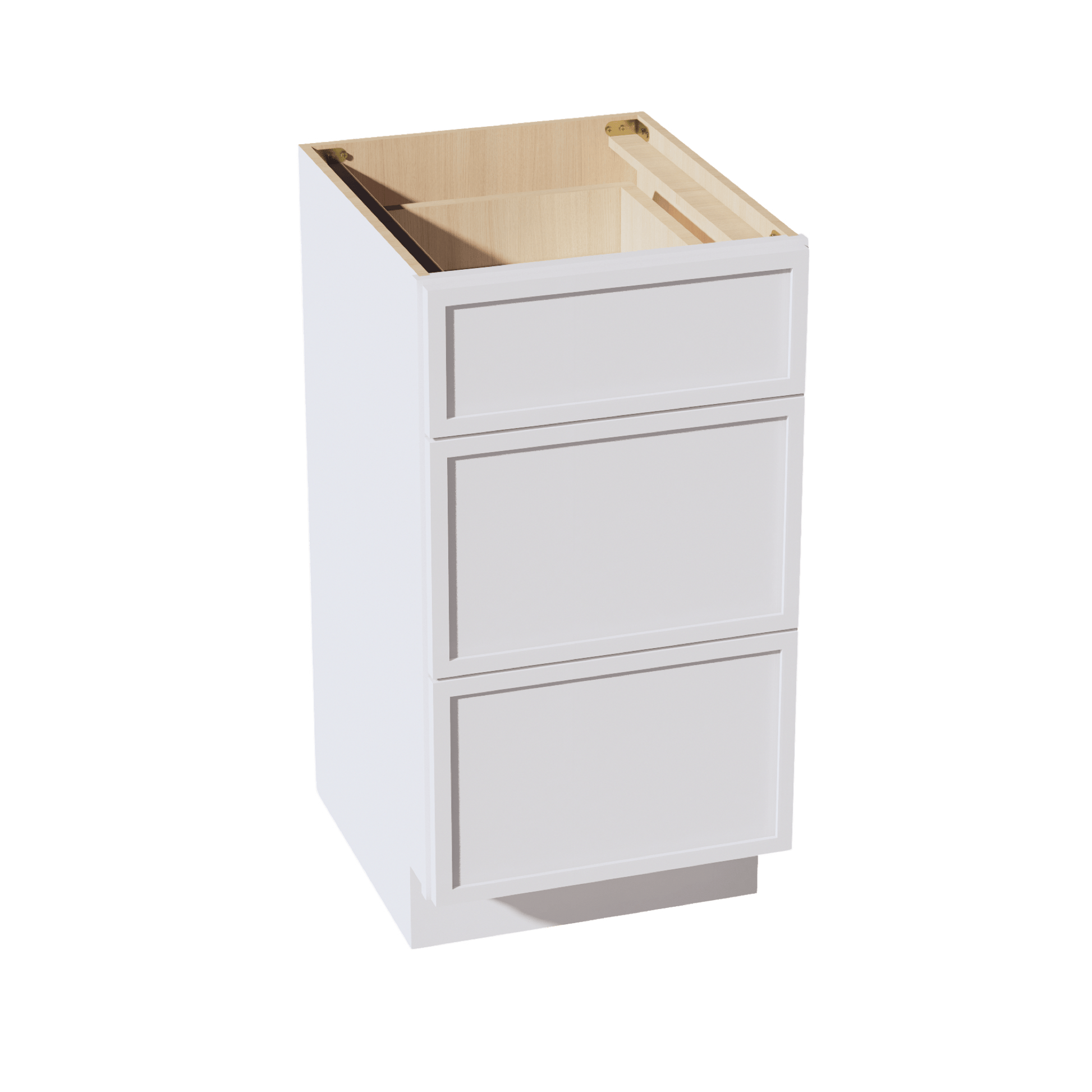 SF - VDB1821: Frost White Slim Shaker 18"W x 34 - 1/2"H x 21"D 3 Drawers Vanity Base Cabinets - NextCabinets