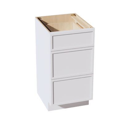 SF - VDB1821: Frost White Slim Shaker 18"W x 34 - 1/2"H x 21"D 3 Drawers Vanity Base Cabinets - NextCabinets