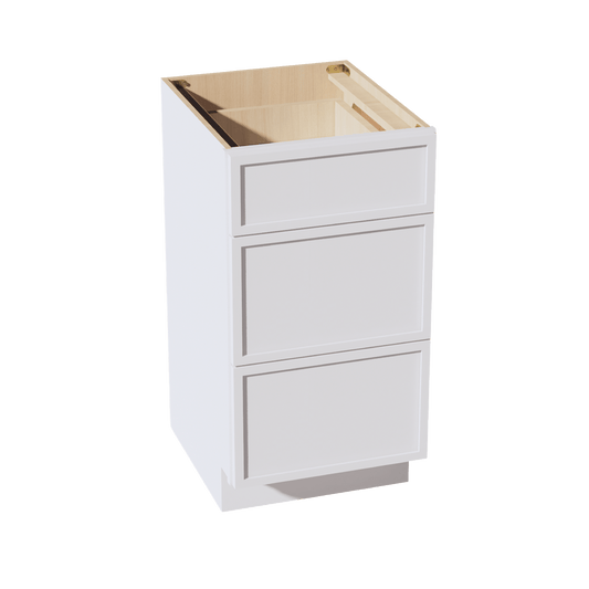 SF - VDB1821: Frost White Slim Shaker 18"W x 34 - 1/2"H x 21"D 3 Drawers Vanity Base Cabinets - NextCabinets