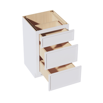 SF - VDB2121: Frost White Slim Shaker 21"W x 34 - 1/2"H x 21"D 3 Drawers Vanity Base Cabinets - NextCabinets