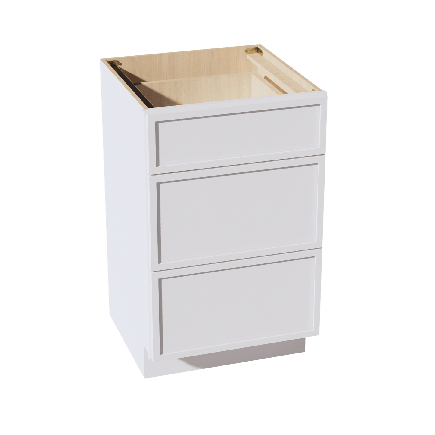 SF - VDB2121: Frost White Slim Shaker 21"W x 34 - 1/2"H x 21"D 3 Drawers Vanity Base Cabinets - NextCabinets