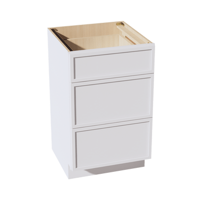 SF - VDB2121: Frost White Slim Shaker 21"W x 34 - 1/2"H x 21"D 3 Drawers Vanity Base Cabinets - NextCabinets