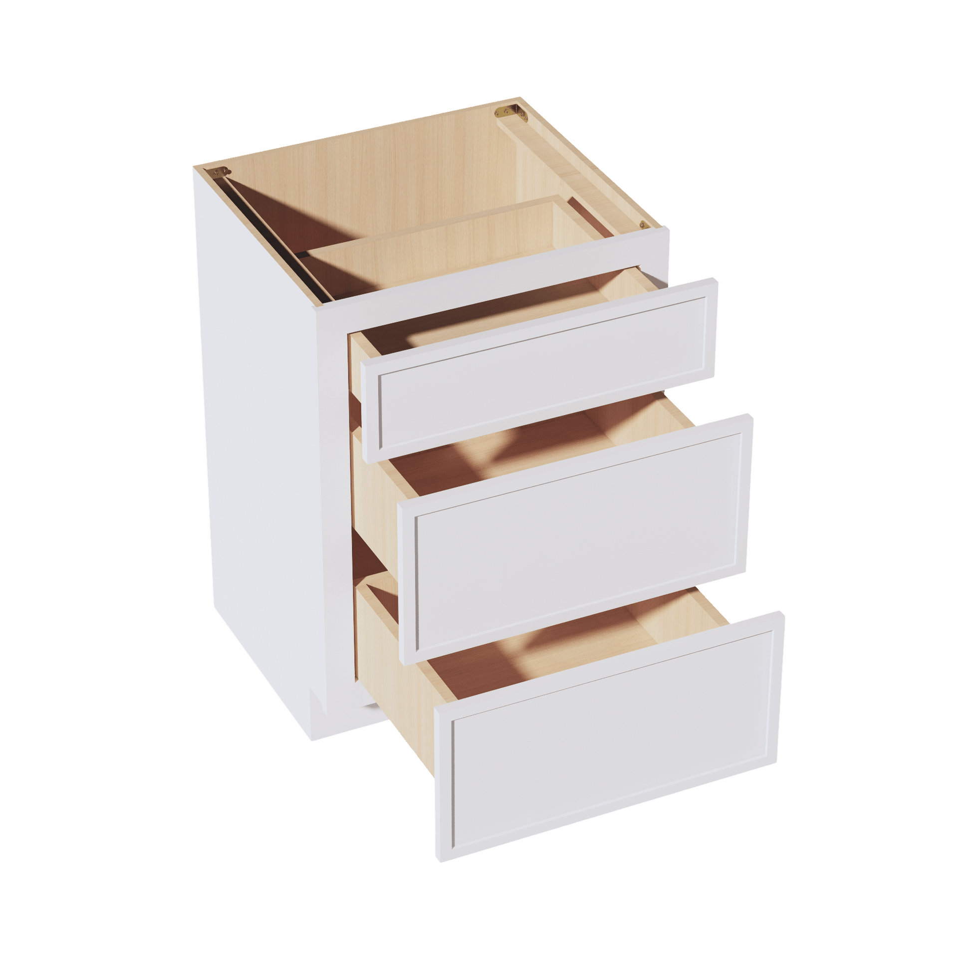 SF - VDB2421: Frost White Slim Shaker 24"W x 34 - 1/2"H x 21"D 3 Drawers Vanity Base Cabinets - NextCabinets