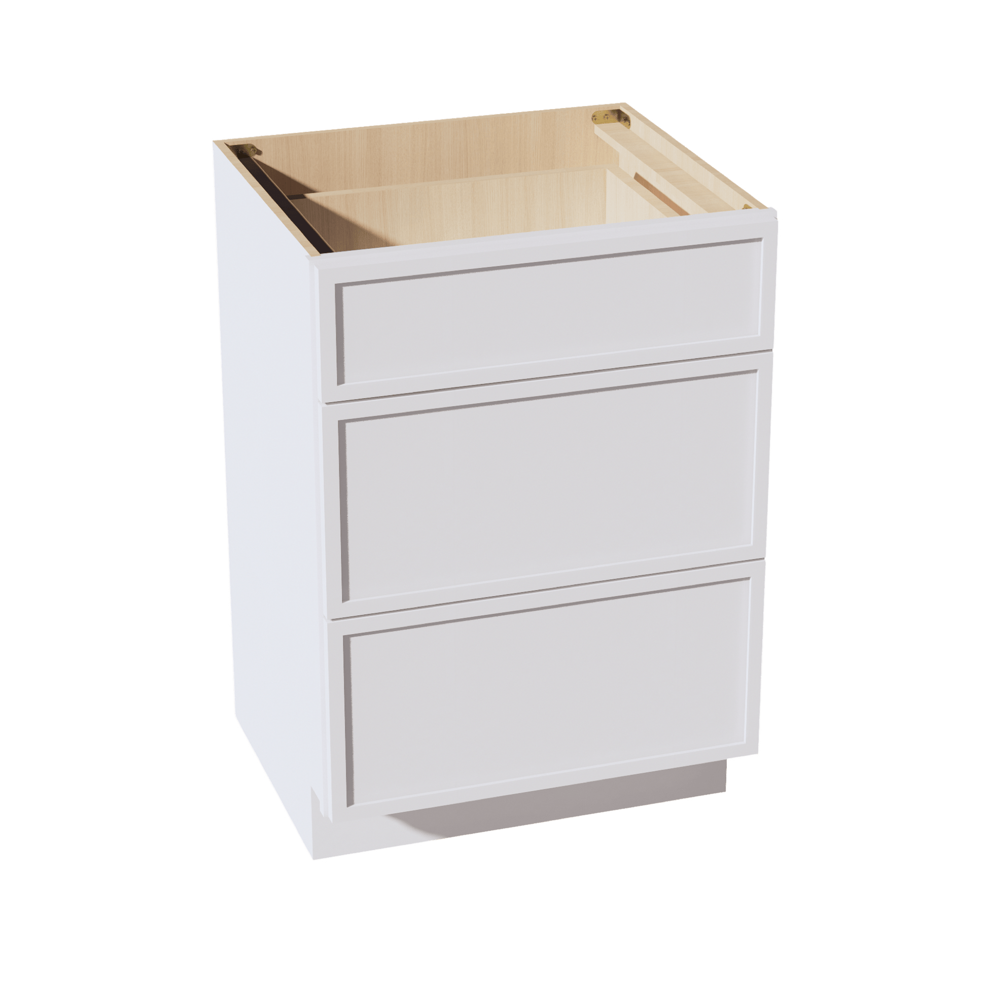 SF - VDB2421: Frost White Slim Shaker 24"W x 34 - 1/2"H x 21"D 3 Drawers Vanity Base Cabinets - NextCabinets