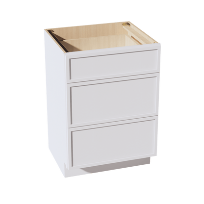 SF - VDB2421: Frost White Slim Shaker 24"W x 34 - 1/2"H x 21"D 3 Drawers Vanity Base Cabinets - NextCabinets