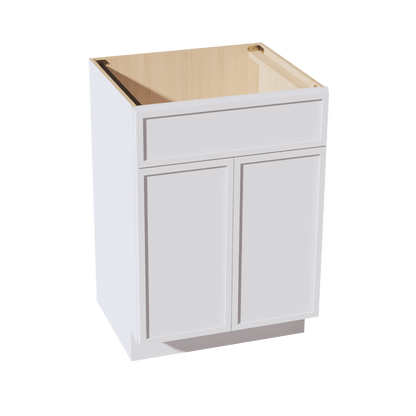 SF - VSB2421: Frost White Slim Shaker 24"W x 34 - 1/2"H x 21"D 2 Doors & 1 False Drawer Vanity Sink Base Cabinets - NextCabinets