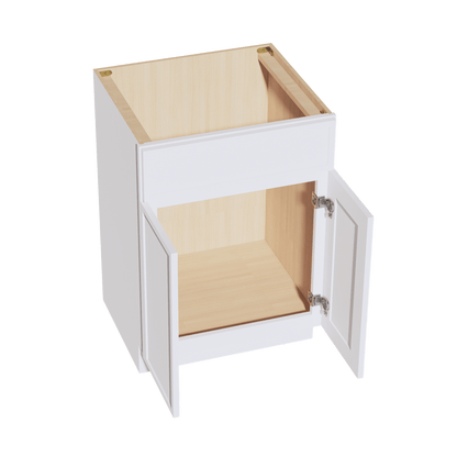 SF - VSB2421: Frost White Slim Shaker 24"W x 34 - 1/2"H x 21"D 2 Doors & 1 False Drawer Vanity Sink Base Cabinets - NextCabinets