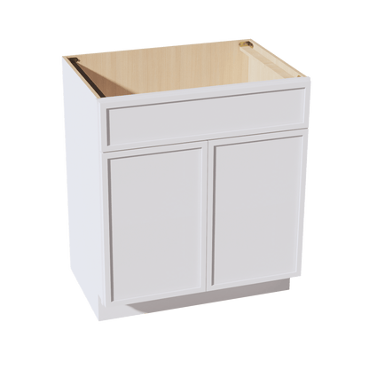 SF - VSB3021: Frost White Slim Shaker 30"W x 34 - 1/2"H x 21"D 2 Doors & 1 False Drawer Vanity Sink Base Cabinets - NextCabinets