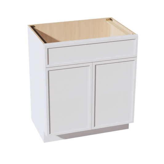 SF - VSB3021: Frost White Slim Shaker 30"W x 34 - 1/2"H x 21"D 2 Doors & 1 False Drawer Vanity Sink Base Cabinets - NextCabinets