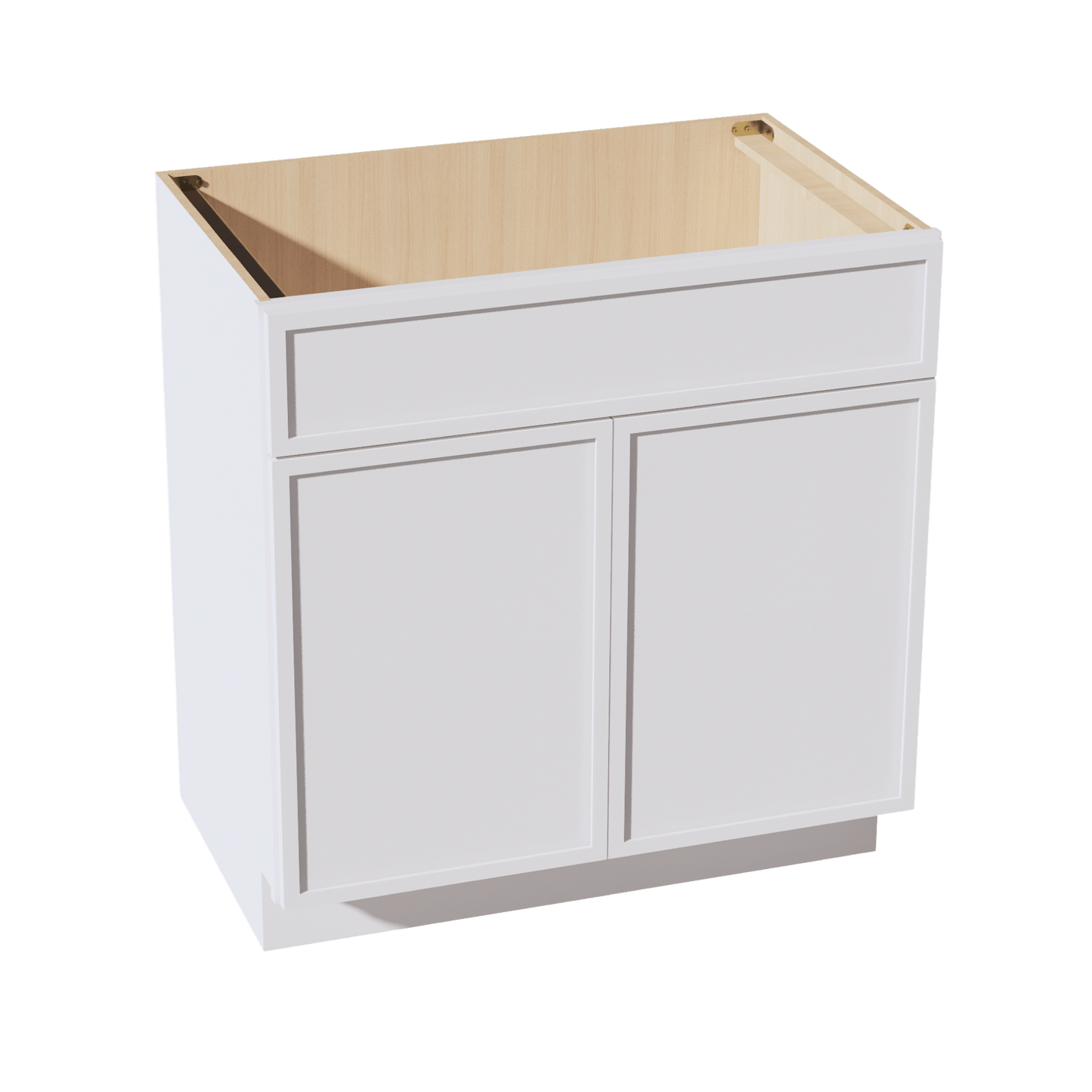 SF - VSB3321: Frost White Slim Shaker 33"W x 34 - 1/2"H x 21"D 2 Doors & 1 False Drawer Vanity Sink Base Cabinets - NextCabinets