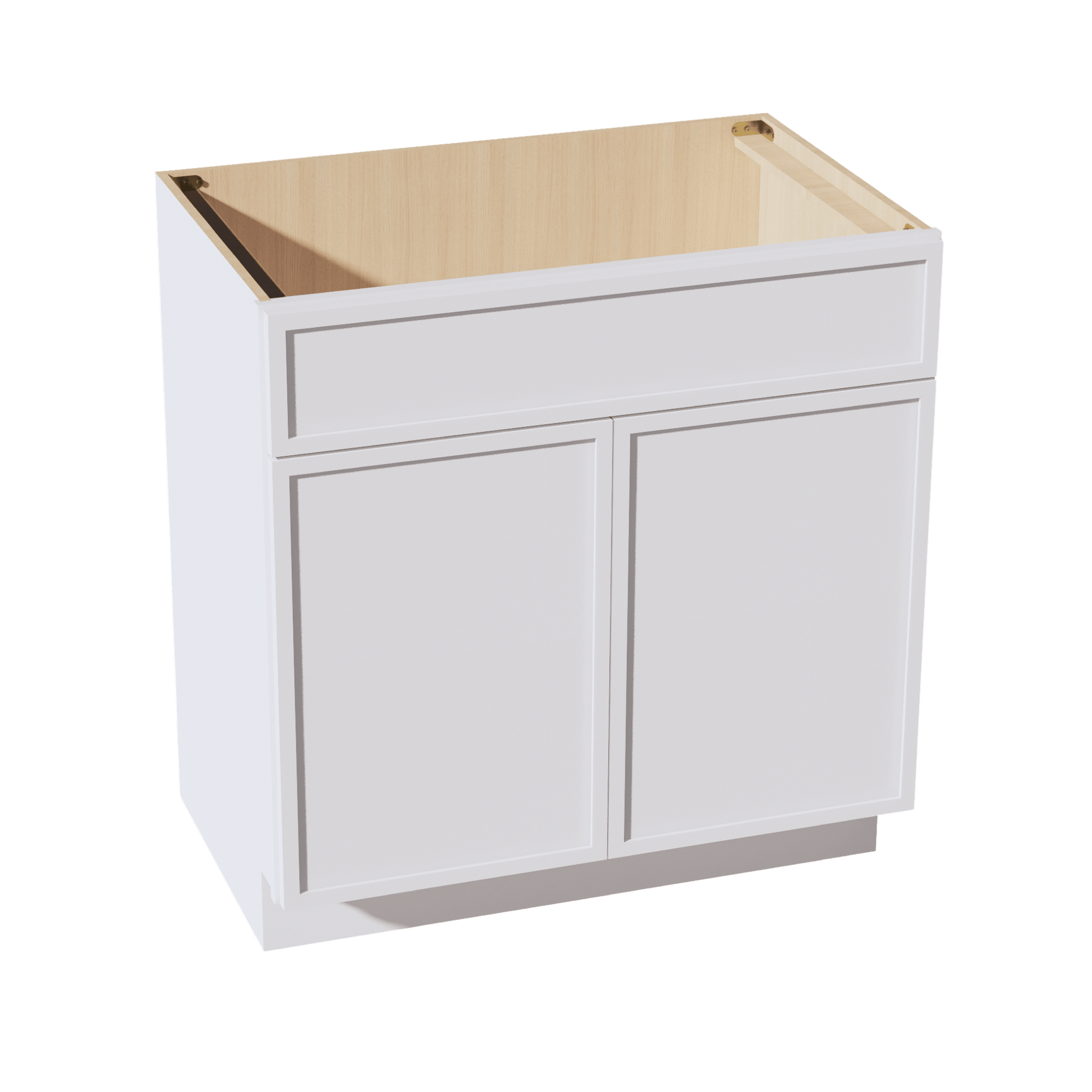 SF - VSB3321: Frost White Slim Shaker 33"W x 34 - 1/2"H x 21"D 2 Doors & 1 False Drawer Vanity Sink Base Cabinets - NextCabinets