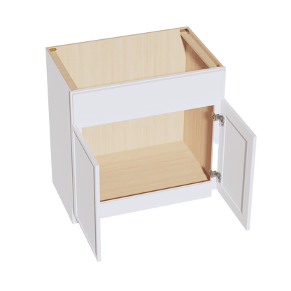 SF - VSB3321: Frost White Slim Shaker 33"W x 34 - 1/2"H x 21"D 2 Doors & 1 False Drawer Vanity Sink Base Cabinets - NextCabinets