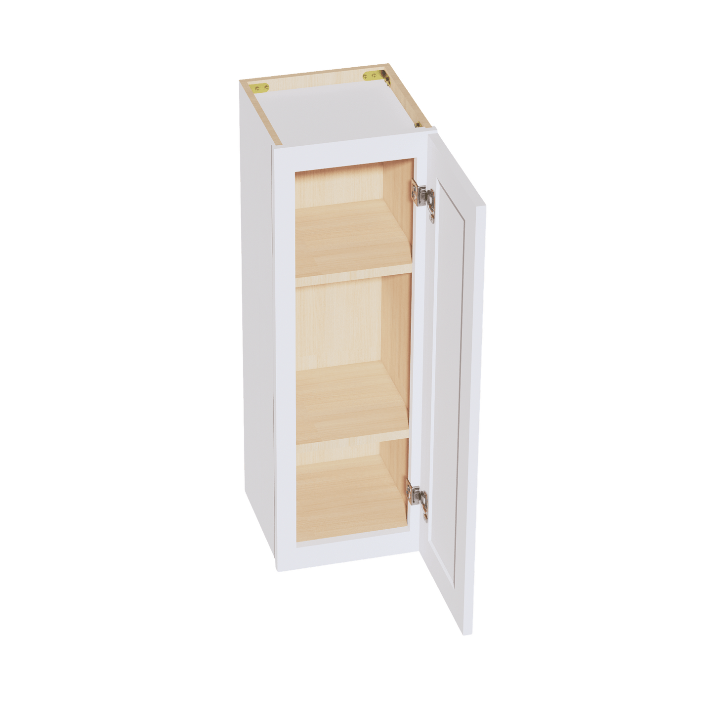 SF - W1236: Frost White Slim Shaker 12"W x 36"H 1 Door & 2 Shelves Standard Wall Cabinet - NextCabinets