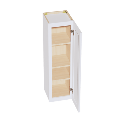 SF - W1242: Frost White Slim Shaker 12"W x 42"H 1 Door & 3 Shelves Standard Wall Cabinet - NextCabinets