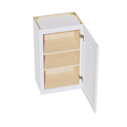 SF - W1830: Frost White Slim Shaker 18"W x 30"H 1 Door & 2 Shelves Standard Wall Cabinet - NextCabinets