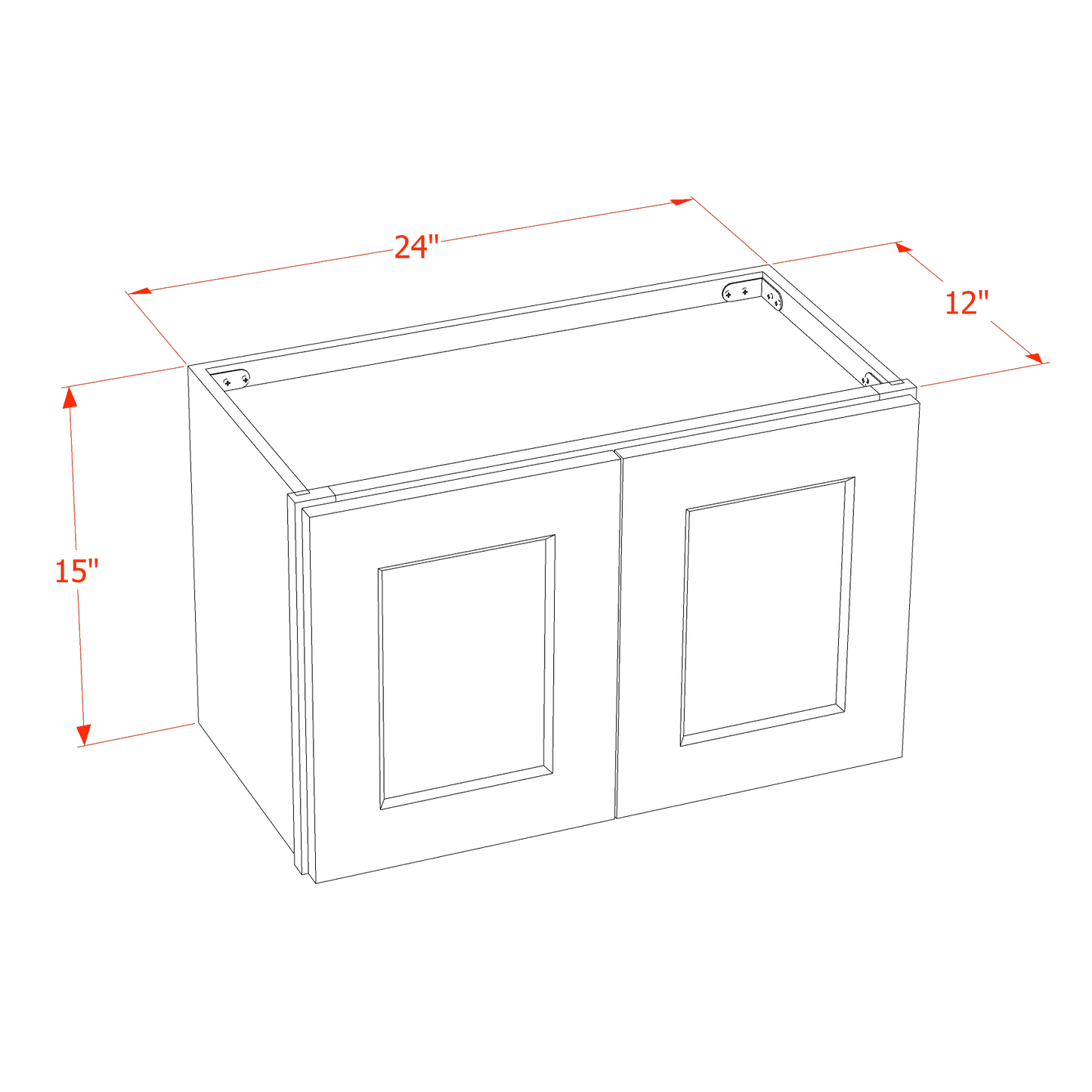 SF - W2415: Frost White Slim Shaker 24"W x 15"H 2 Doors Standard Wall Bridge Cabinet - NextCabinets