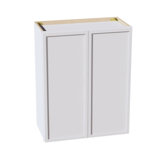 SF - W2430: Frost White Slim Shaker 24"W x 30"H 2 Doors & 2 Shelves Standard Wall Cabinet - NextCabinets