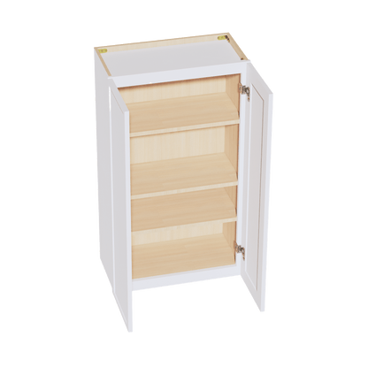SF - W2442: Frost White Slim Shaker 24"W x 42"H 2 Doors & 3 Shelves Standard Wall Cabinet - NextCabinets