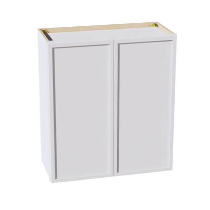 SF - W2730: Frost White Slim Shaker 27"W x 30"H 2 Doors & 2 Shelves Standard Wall Cabinet - NextCabinets