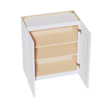 SF - W2730: Frost White Slim Shaker 27"W x 30"H 2 Doors & 2 Shelves Standard Wall Cabinet - NextCabinets