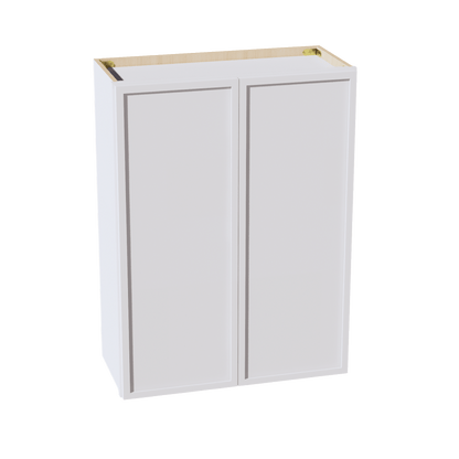 SF - W2736: Frost White Slim Shaker 27"W x 36"H 2 Doors & 2 Shelves Standard Wall Cabinet - NextCabinets