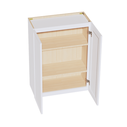 SF - W2736: Frost White Slim Shaker 27"W x 36"H 2 Doors & 2 Shelves Standard Wall Cabinet - NextCabinets