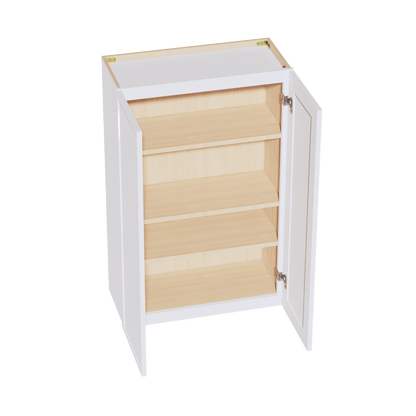 SF - W2742: Frost White Slim Shaker 27"W x 42"H 2 Doors & 3 Shelves Standard Wall Cabinet - NextCabinets