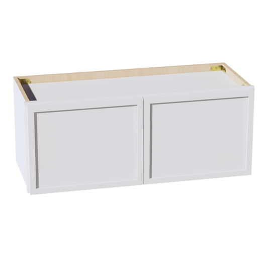 SF - W3012: Frost White Slim Shaker 30"W x 12"H 2 Doors Standard Wall Bridge Cabinet - NextCabinets
