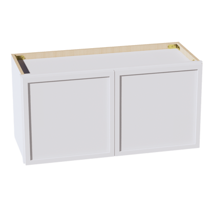 SF - W3015: Frost White Slim Shaker 30"W x 15"H 2 Doors Standard Wall Bridge Cabinet - NextCabinets