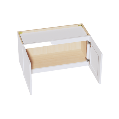 SF - W3015: Frost White Slim Shaker 30"W x 15"H 2 Doors Standard Wall Bridge Cabinet - NextCabinets