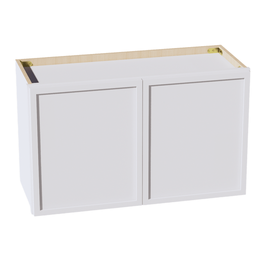 SF - W3018: Frost White Slim Shaker 30"W x 18"H 2 Doors Standard Wall Bridge Cabinet - NextCabinets