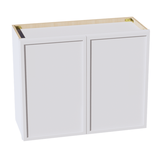 SF - W3024: Frost White Slim Shaker 30"W x 24"H 2 Doors Standard Wall Bridge Cabinet - NextCabinets