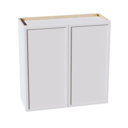 SF - W3030: Frost White Slim Shaker 30"W x 30"H 2 Doors & 2 Shelves Standard Wall Cabinet - NextCabinets