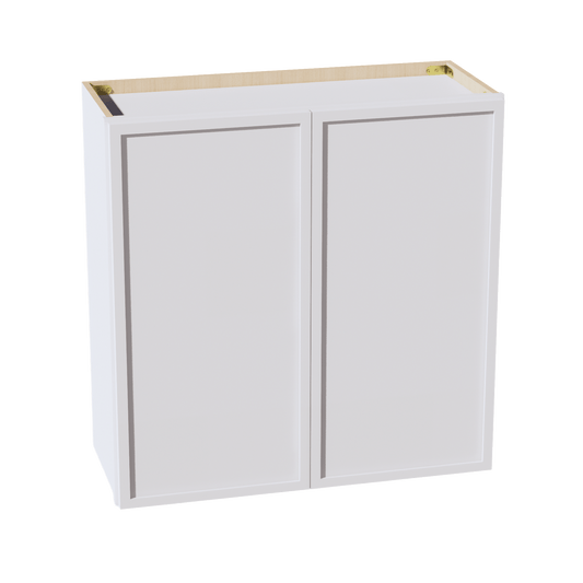 SF - W3030: Frost White Slim Shaker 30"W x 30"H 2 Doors & 2 Shelves Standard Wall Cabinet - NextCabinets