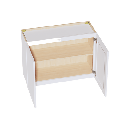 SF - W3324: Frost White Slim Shaker 33"W x 24"H 2 Doors Standard Wall Bridge Cabinet - NextCabinets