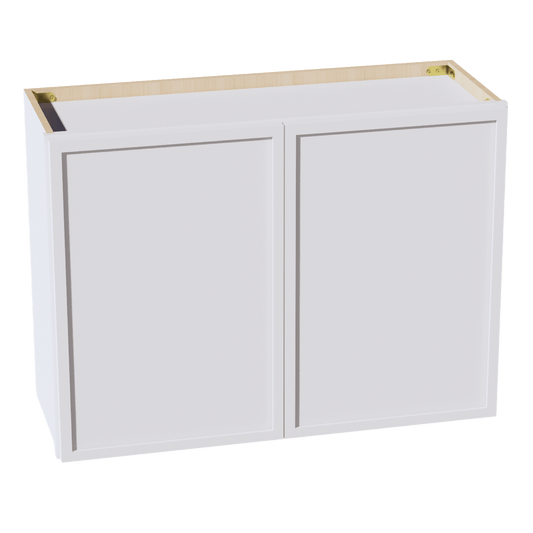 SF - W3324: Frost White Slim Shaker 33"W x 24"H 2 Doors Standard Wall Bridge Cabinet - NextCabinets