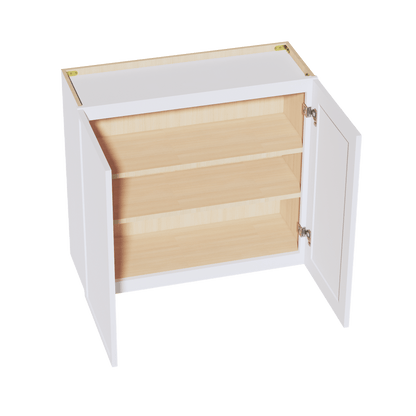 SF - W3330: Frost White Slim Shaker 33"W x 30"H 2 Doors & 2 Shelves Standard Wall Cabinet - NextCabinets