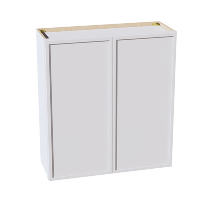 SF - W3336: Frost White Slim Shaker 33"W x 36"H 2 Doors & 2 Shelves Standard Wall Cabinet - NextCabinets