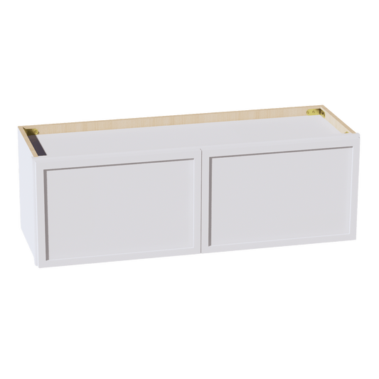 SF - W3612: Frost White Slim Shaker 36"W x 12"H 2 Doors Standard Wall Bridge Cabinet - NextCabinets