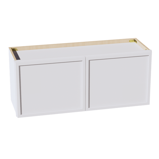 SF - W3615: Frost White Slim Shaker 36"W x 15"H 2 Doors Standard Wall Bridge Cabinet - NextCabinets