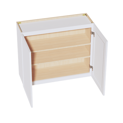 SF - W3630: Frost White Slim Shaker 36"W x 30"H 2 Doors & 2 Shelves Standard Wall Cabinet - NextCabinets