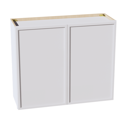 SF - W3630: Frost White Slim Shaker 36"W x 30"H 2 Doors & 2 Shelves Standard Wall Cabinet - NextCabinets