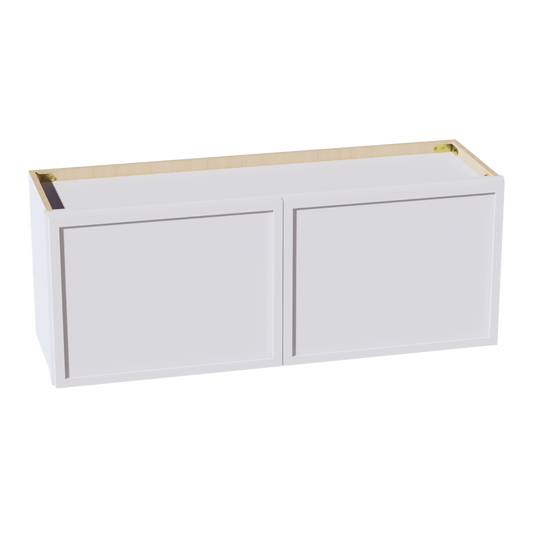 SF - W3915: Frost White Slim Shaker 39"W x 15"H 2 Doors Standard Wall Bridge Cabinet - NextCabinets