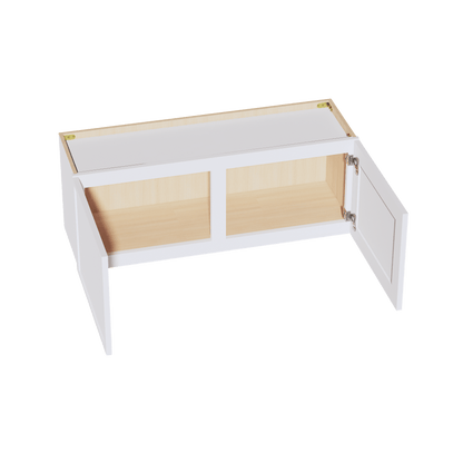 SF - W3915: Frost White Slim Shaker 39"W x 15"H 2 Doors Standard Wall Bridge Cabinet - NextCabinets