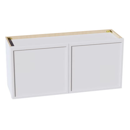 SF - W3918: Frost White Slim Shaker 39"W x 18"H 2 Doors Standard Wall Bridge Cabinet - NextCabinets