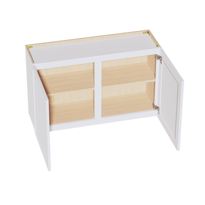 SF - W3924: Frost White Slim Shaker 39"W x 24"H 2 Doors Standard Wall Bridge Cabinet - NextCabinets