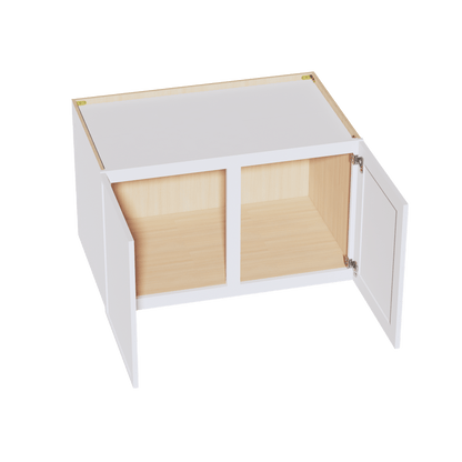 SF - W392424: Frost White Slim Shaker 39"W x 24"H x 24"D 2 Doors & 1 Shelf Standard Bridge Wall Cabinet - NextCabinets