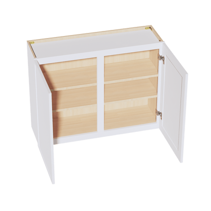 SF - W3930: Frost White Slim Shaker 39"W x 30"H 2 Doors & 2 Shelves Standard Wall Cabinet - NextCabinets